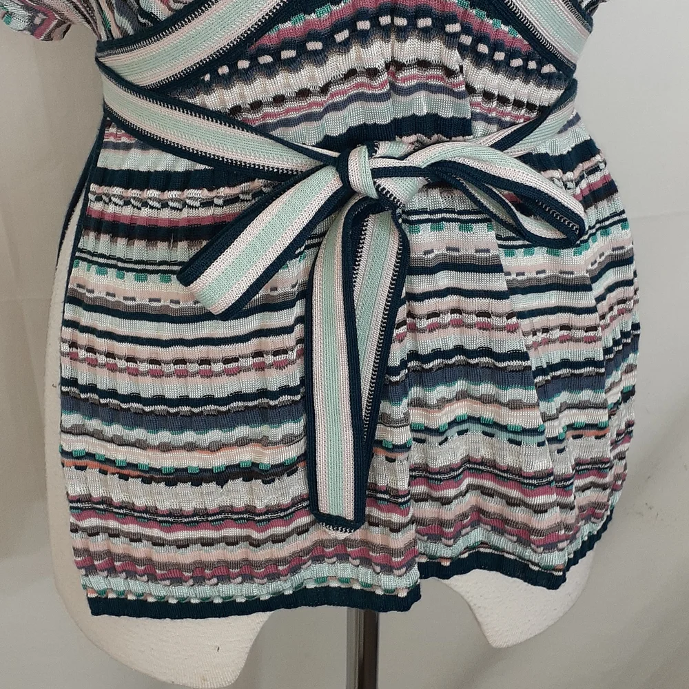 Masoni Tweed striped blouse blue pink size 46 us size 6 - Picture 3 of 9